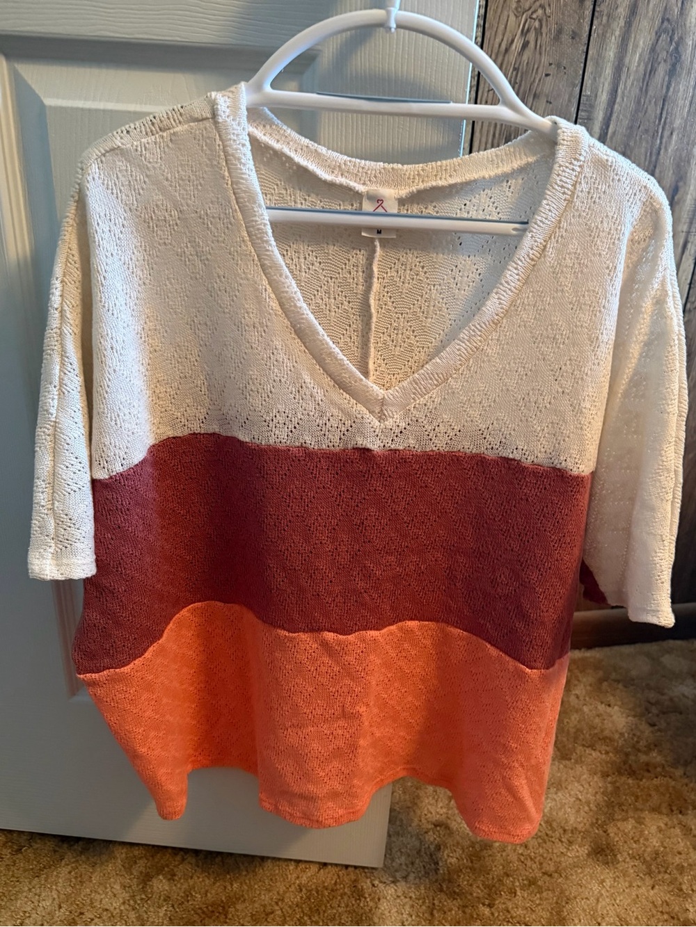 Women's V-Neck Colorblock Knit Top by Like Love